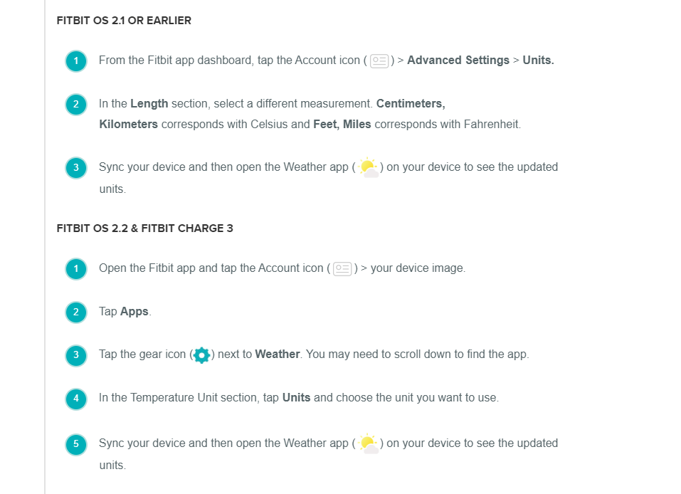 Solved Weather app setting Fahrenheit to Celsius Fitbit Community