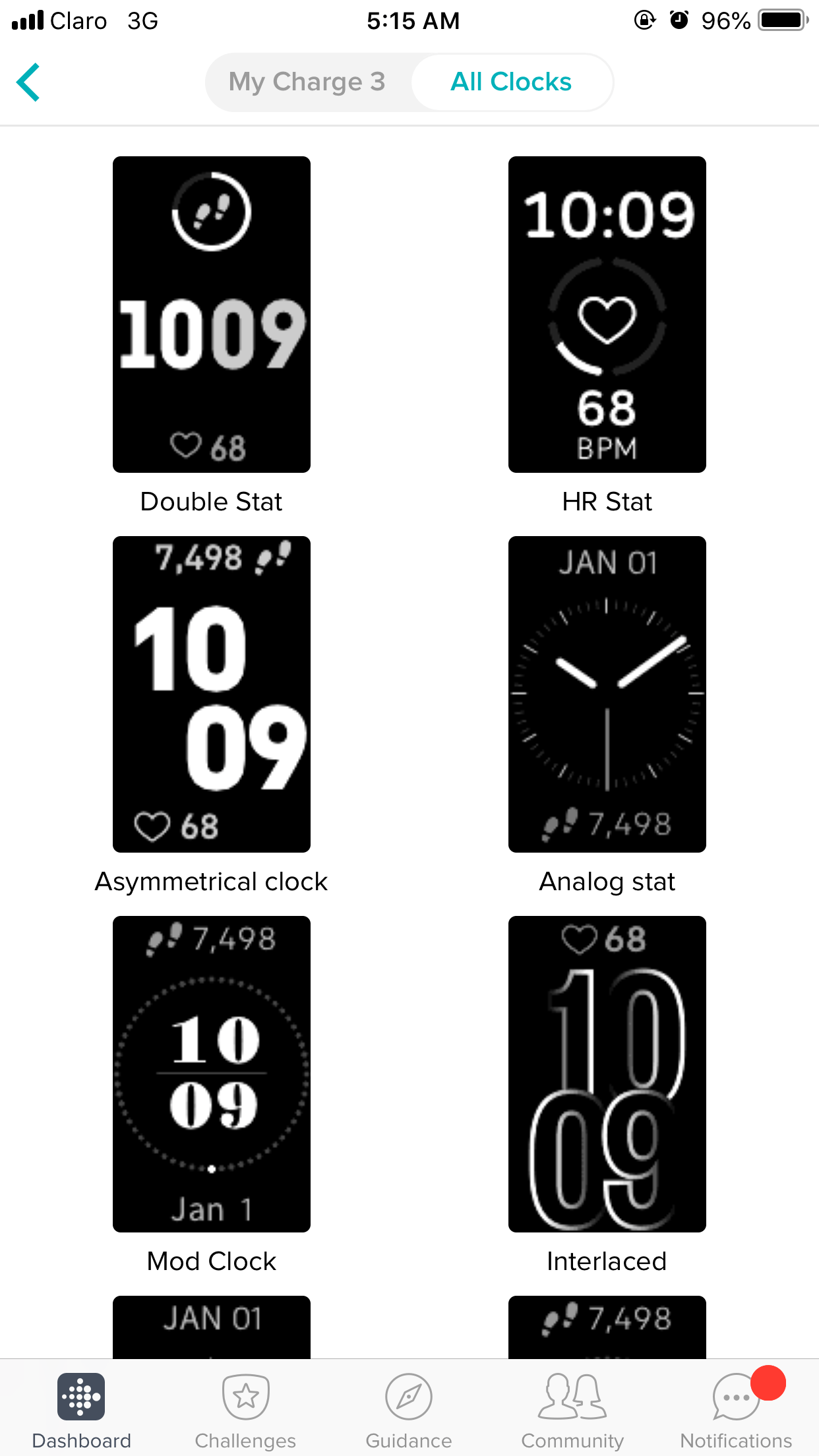 Solved Charge 3 clock faces Fitbit Community