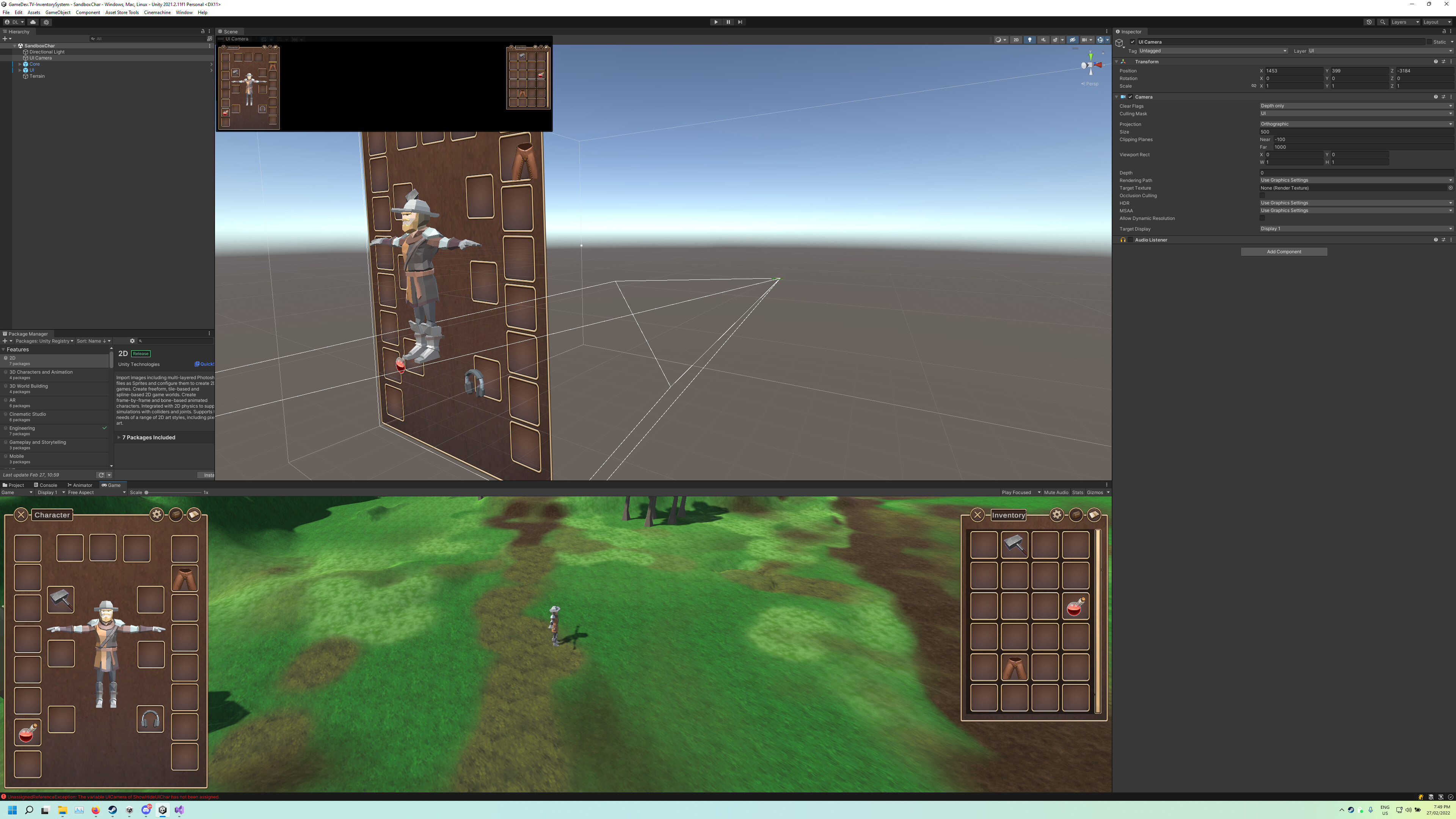 [BUG?] Canvas Screen Space Camera Inventory System Ask GameDev.tv