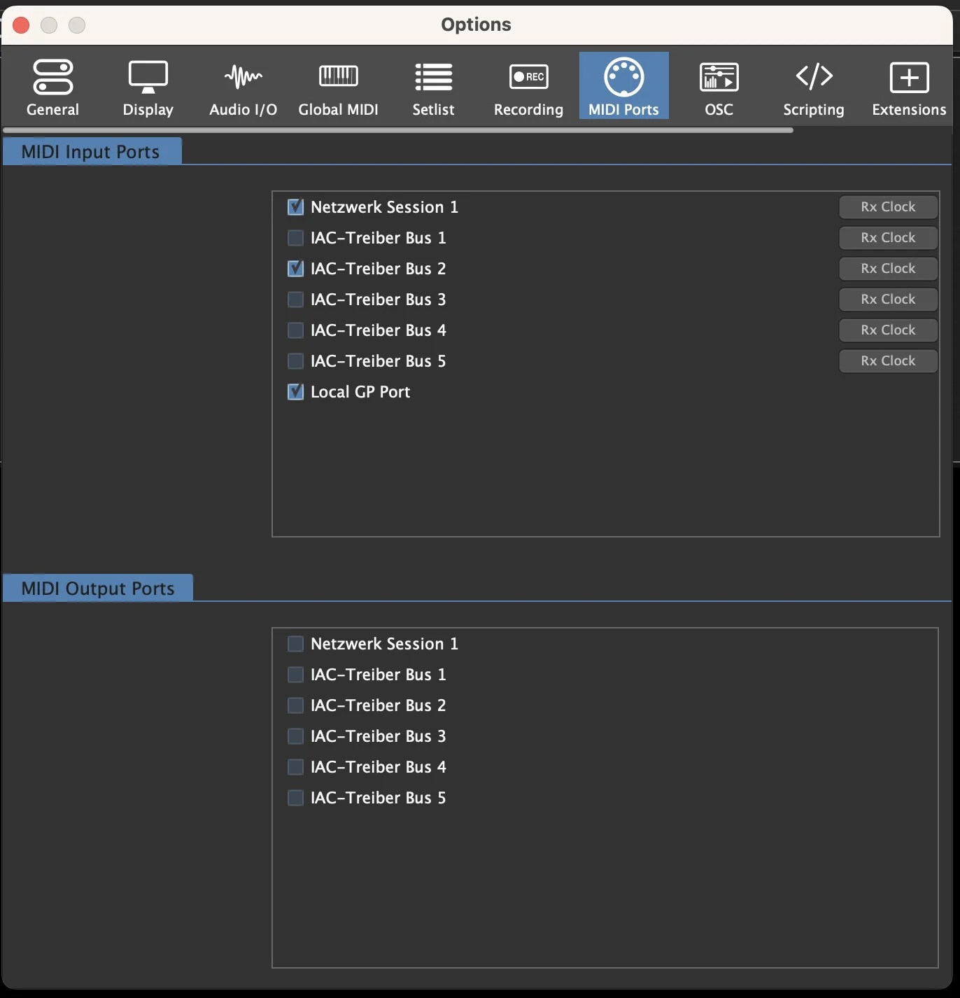 Moxf8 not recognized as midi input is Gig Performer on Mac OS X Gig