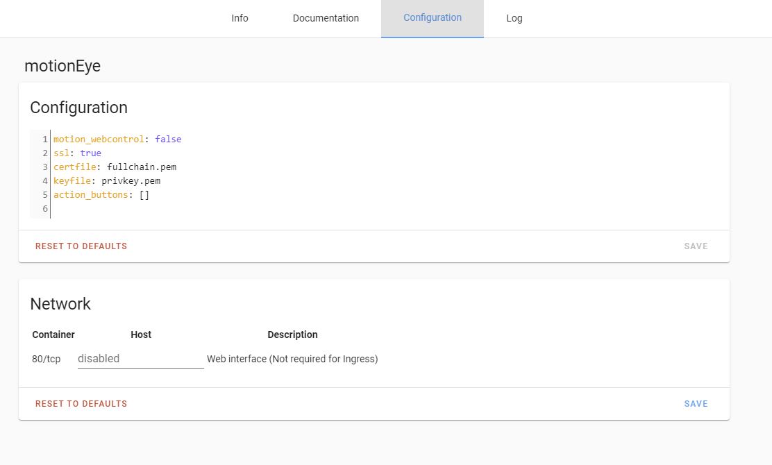 Home Assistant Community Addon motionEye Home Assistant OS Home