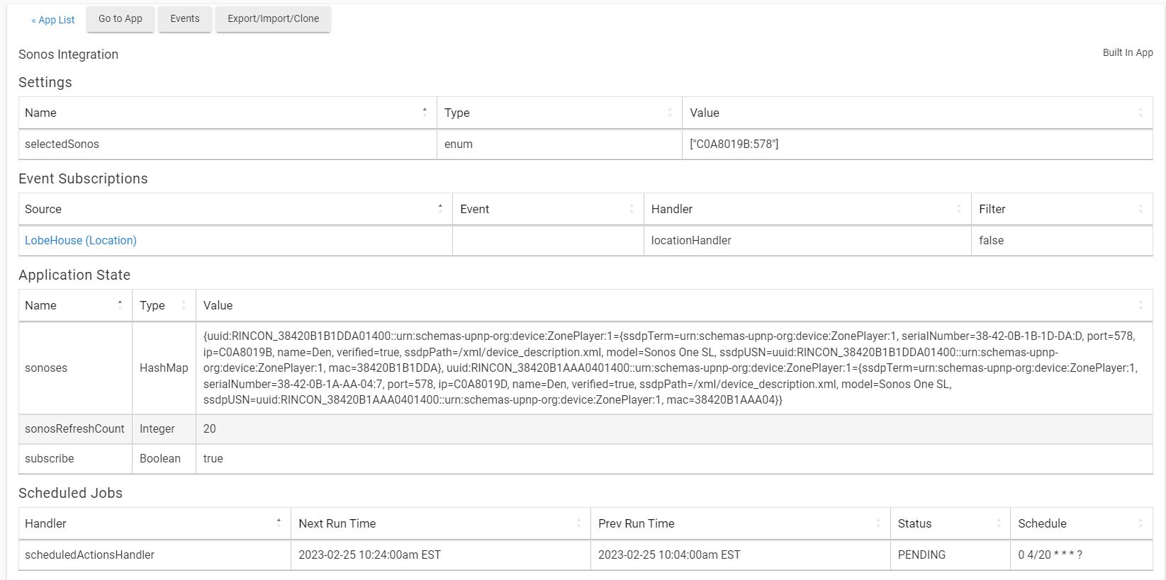 Sonos Disconnect Integrations Hubitat