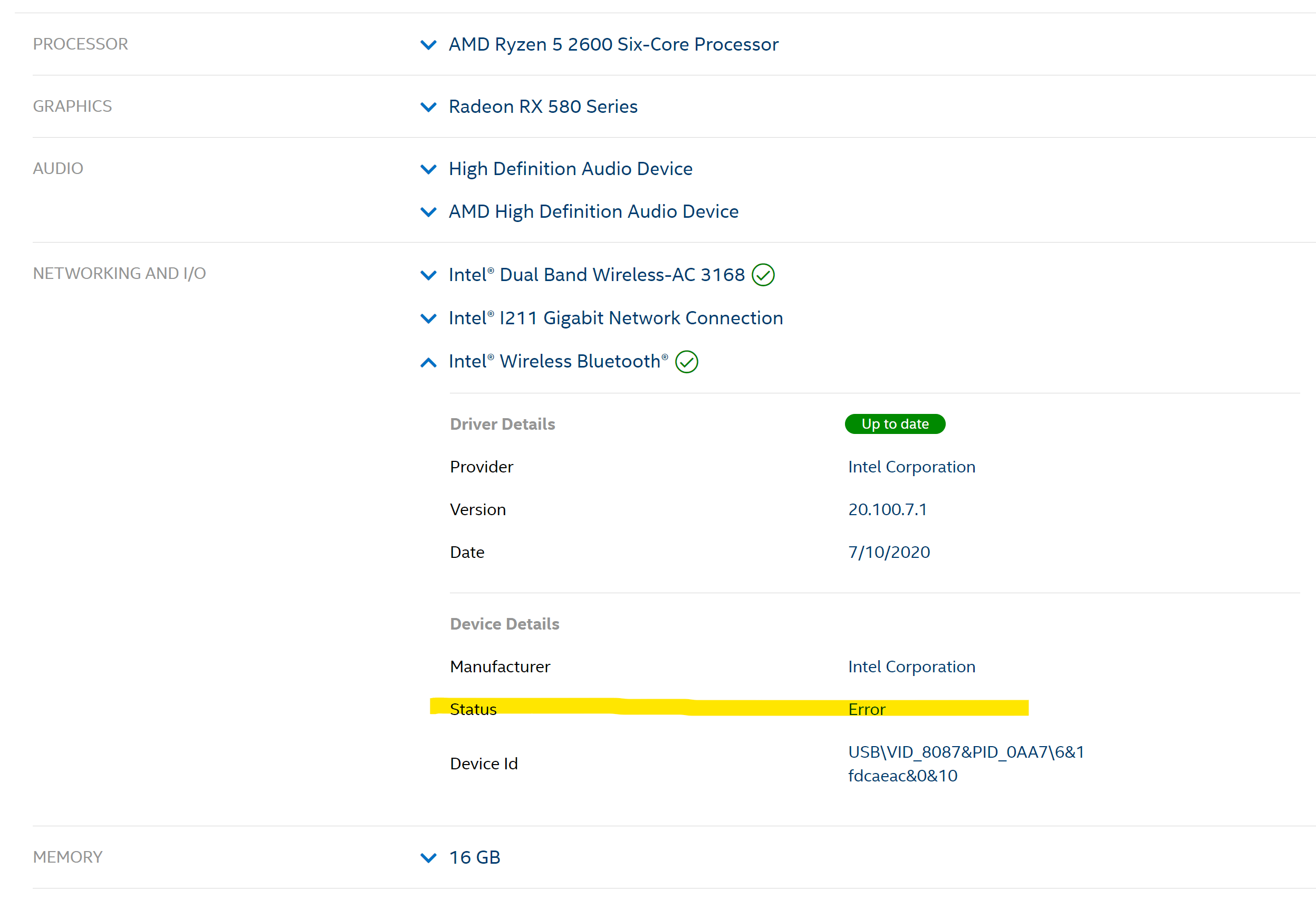 Bluetooth Driver Error Intel Community
