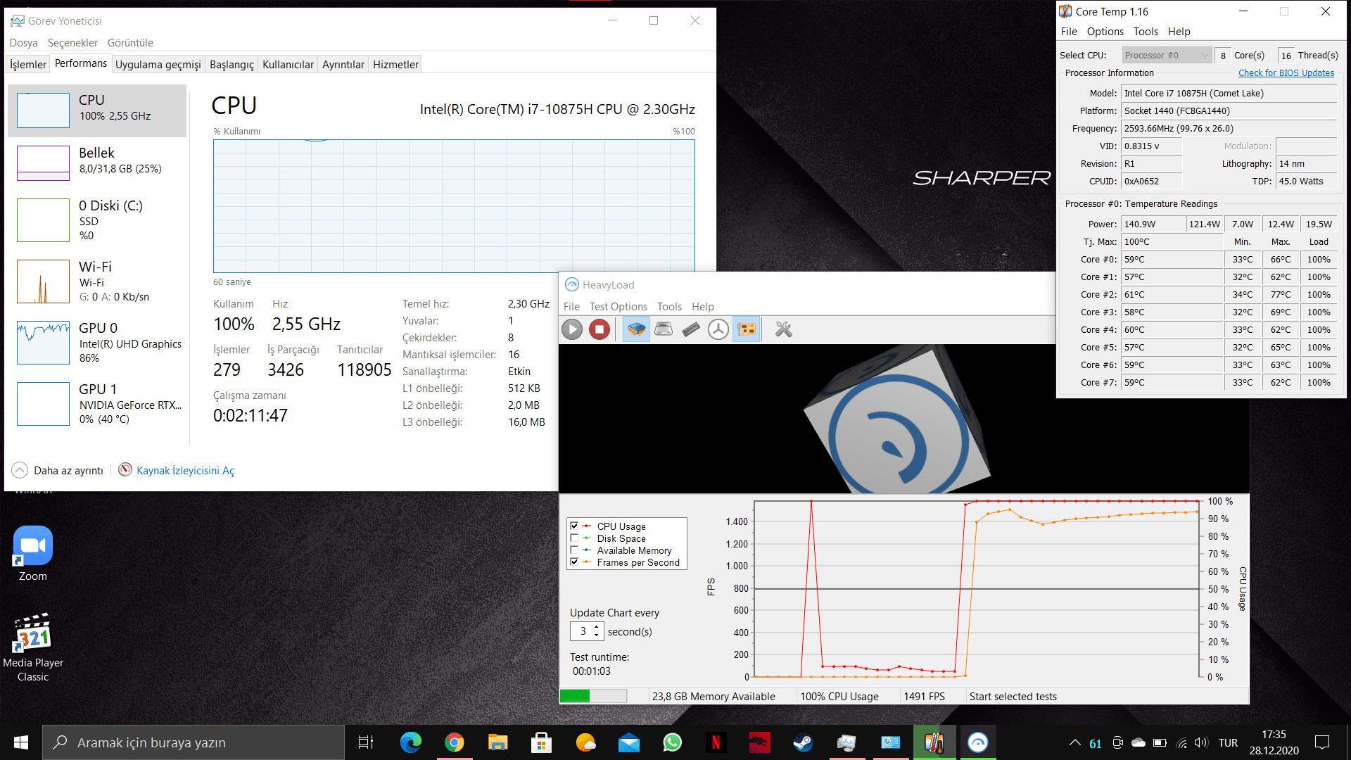 Solved Intel Core i7 10875h cpu works below 1GHz all the