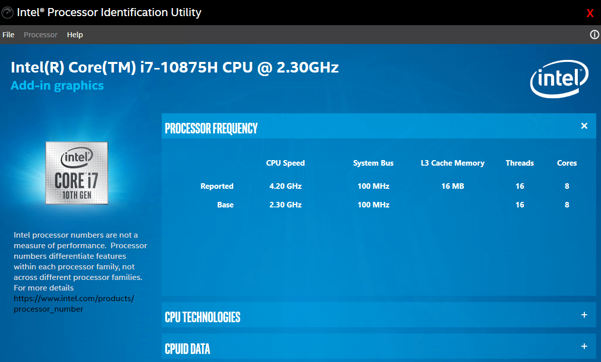 Solved Intel Core i7 10875h cpu works below 1GHz all the