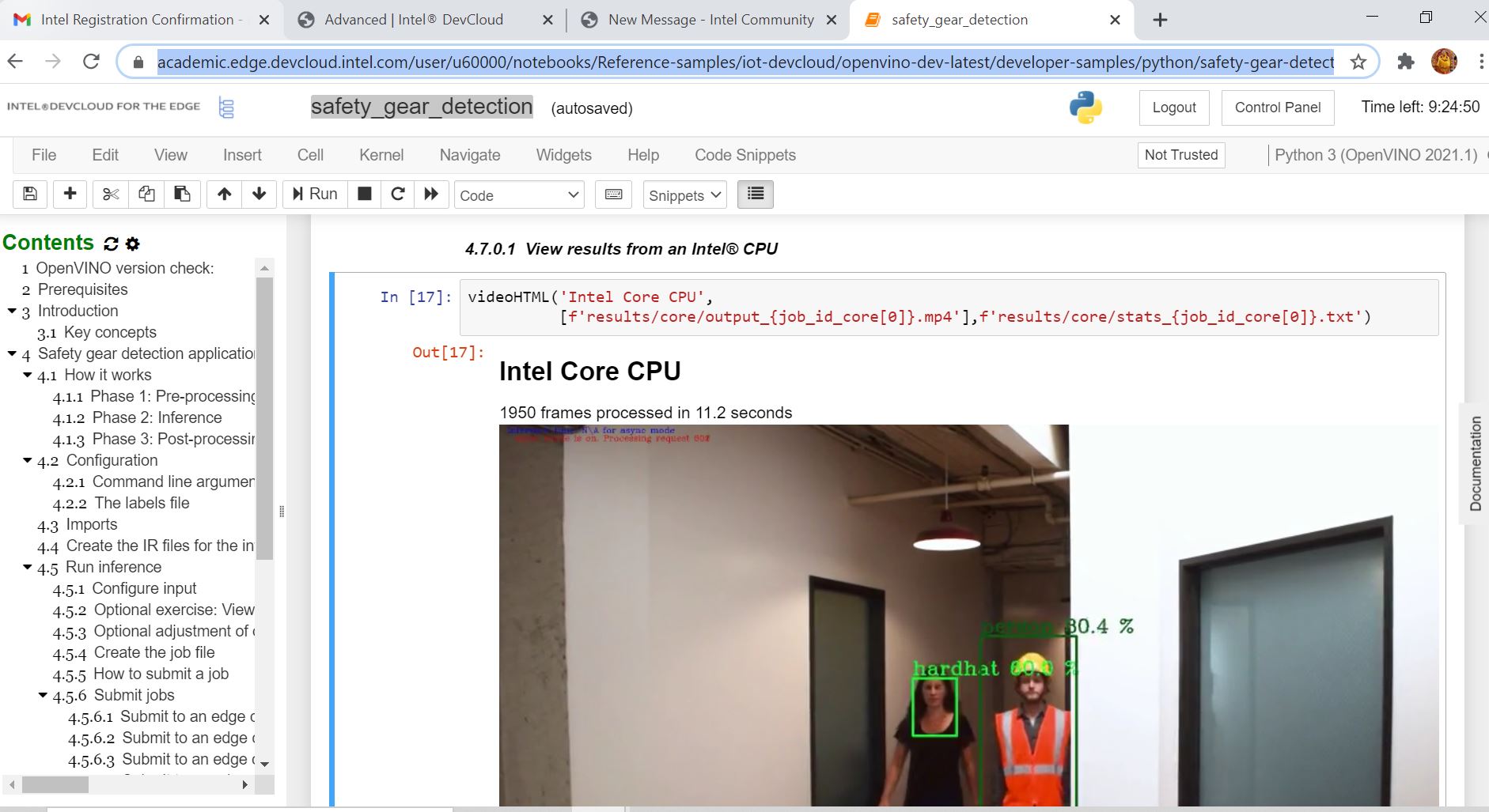 Solved wrong inference in safety gear detection sample program Intel