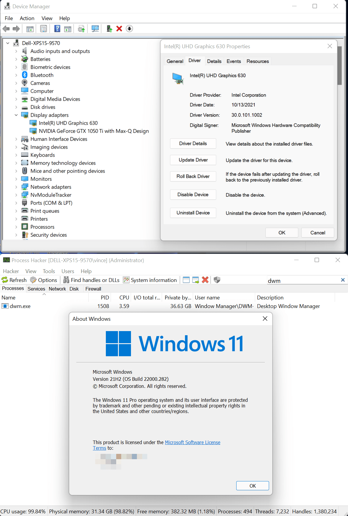 Intel Graphics UHD 630 Driver(s) causing random black screen 