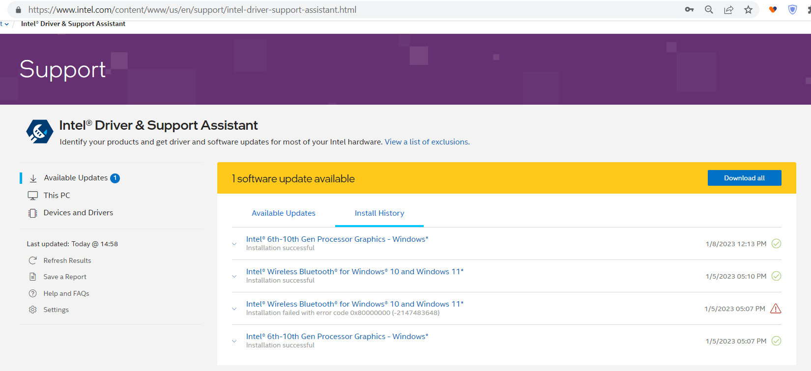 INTEL Wi-Fi 6 AX201 160MHz is not working for a week properly - Intel
