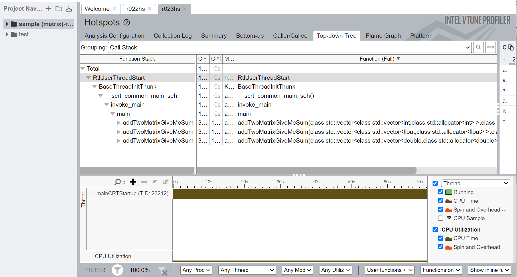 Vtune Profiler, fails differentiating overloaded function as hotspot