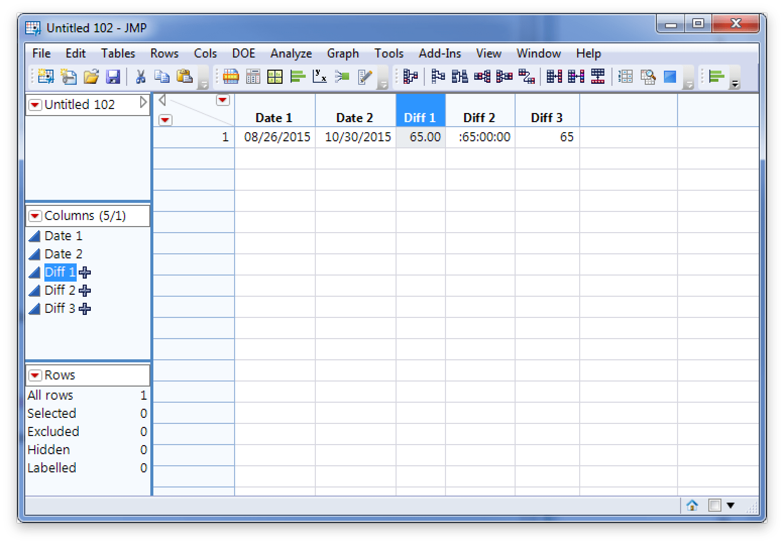Solved How do you calculate number of days between two dates? JMP