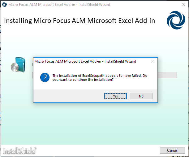 Unable to install Micro focus ALM Microsoft Excel Addin v12.60 ALM