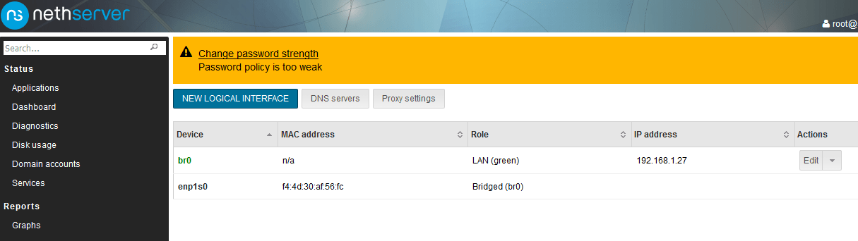 After creating network bridge for virtual machine NS