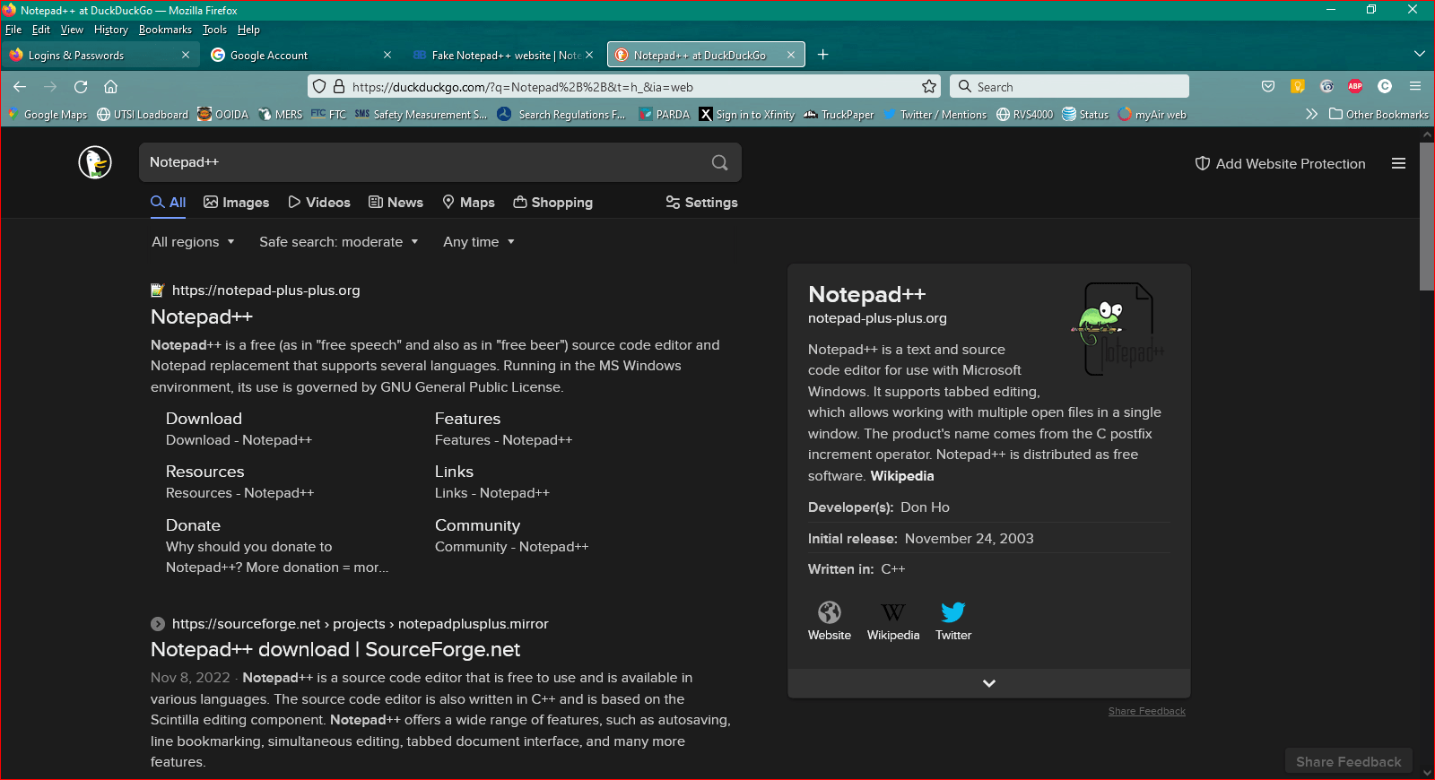Fake Notepad++ website Notepad++ Community