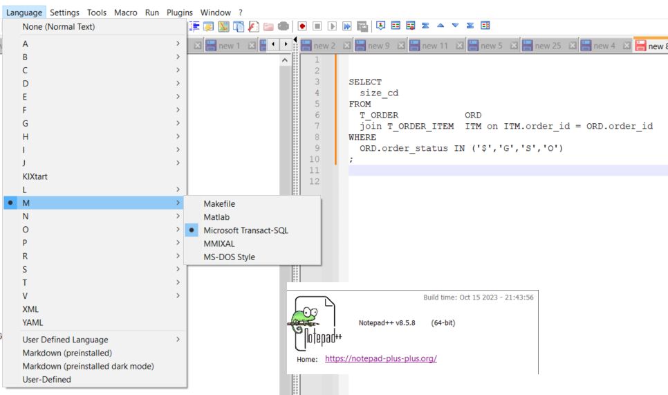[Language] > [M] > [Microsoft TransactSQL] does not syntax highlight