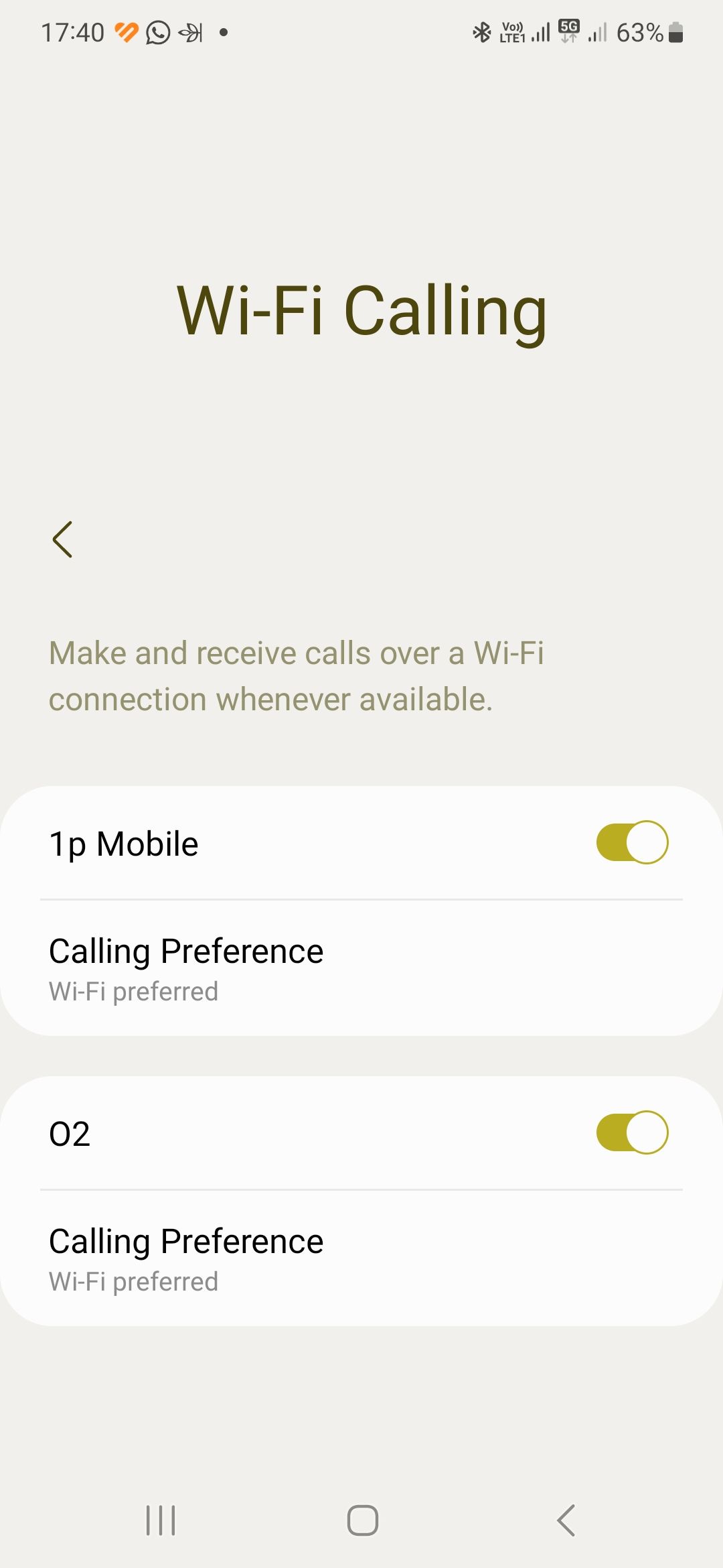 WiFi calling settings O2 Community
