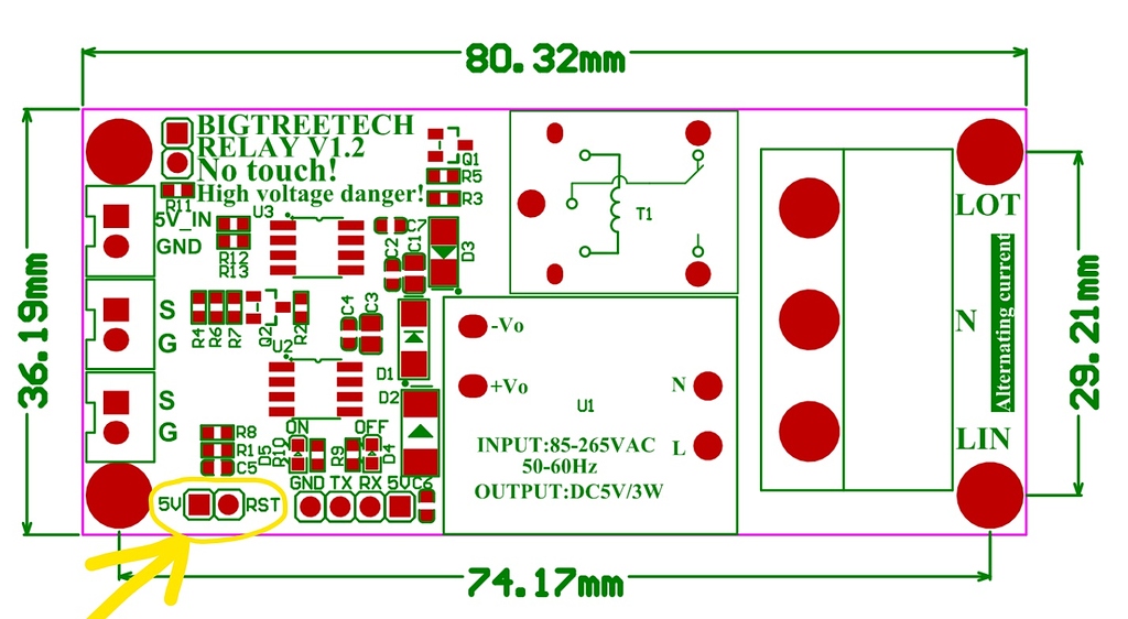 Control the BTT Relay 1.2 (reset) via Octoprint / RPi4 Electronics
