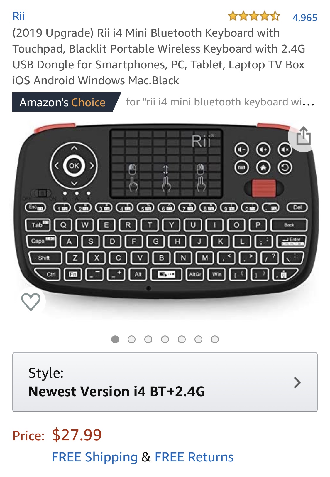 Rii i4 Mini Bluetooth Keyboard with Touchpad and Scroll Wheel General