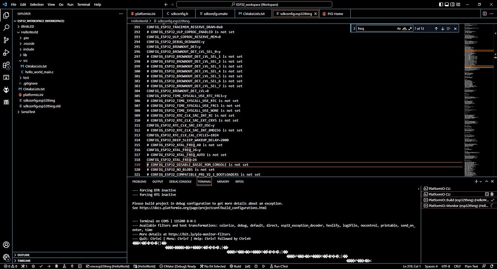 Serial port gibberish characters PlatformIO IDE PlatformIO Community