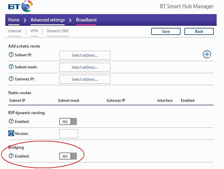 Fixed BT smart hub hidden bridge mode menu ? Community