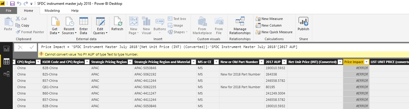 Solved cannot convert type text to number Microsoft Power BI Community