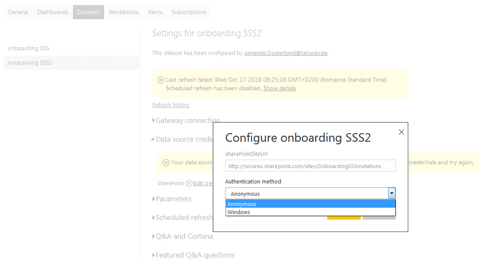 Solved Refresh failed Microsoft Power BI Community