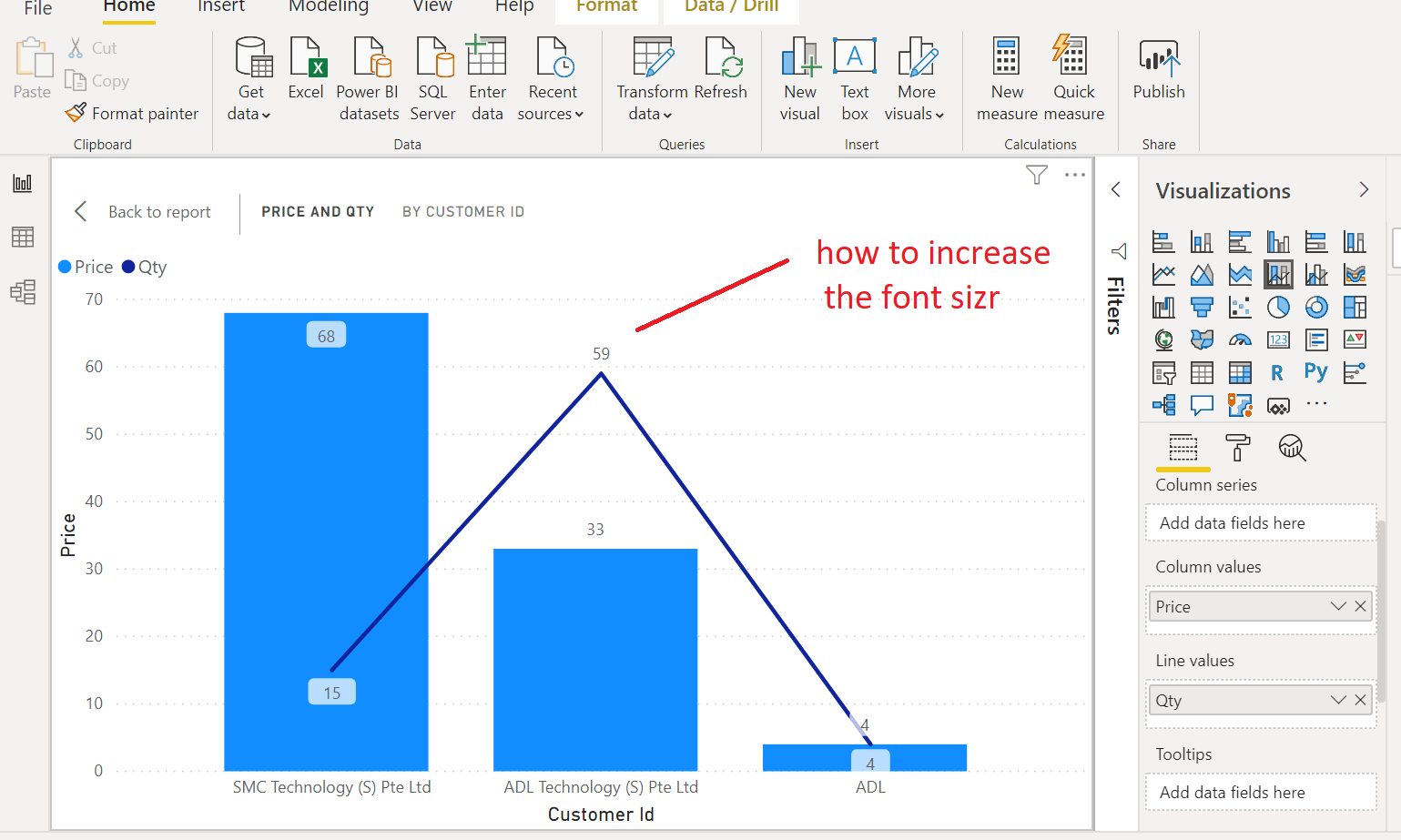Solved How to change the fonts size of chart label Microsoft Power