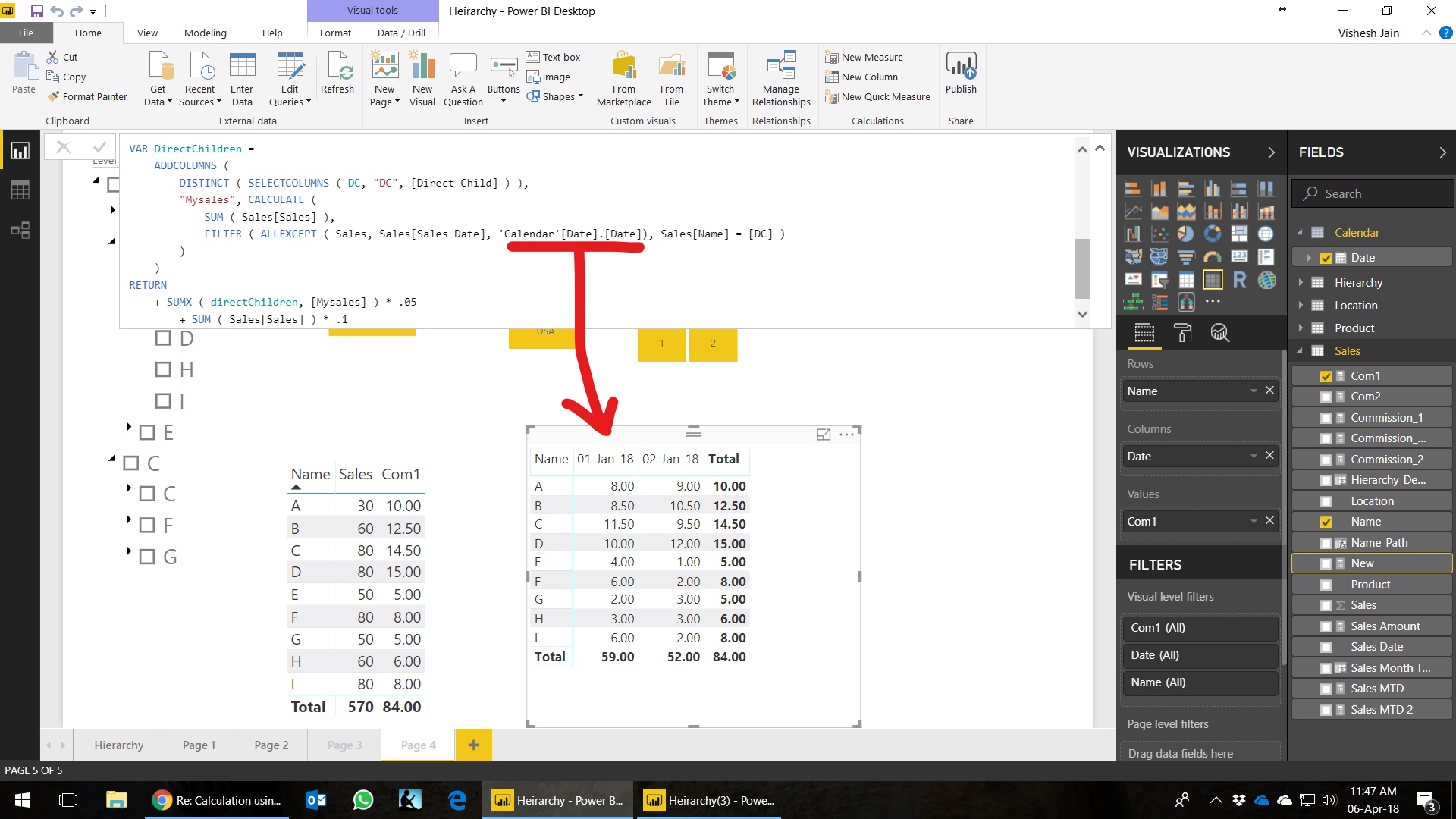 Calculation using PATH function Hierarchy Microsoft Power BI Community