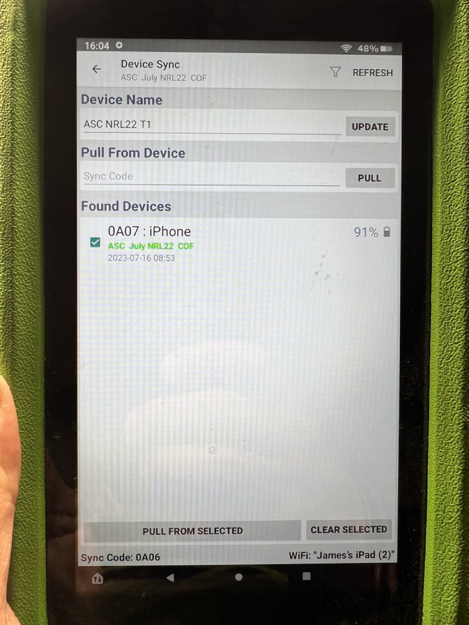 Not sure how to sync scores from Android tablets to iOS Master iOS 1