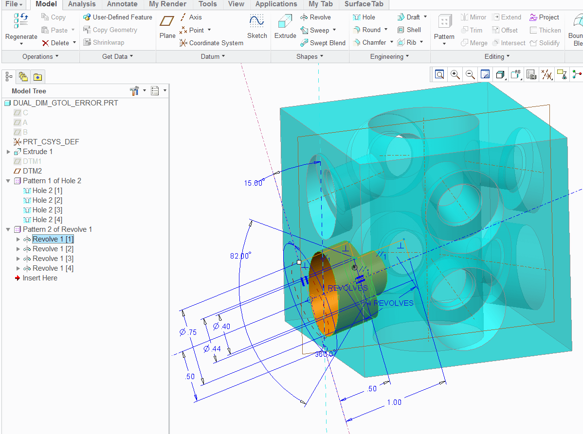 Solved Creating Angled Hole with Counterbore PTC Community