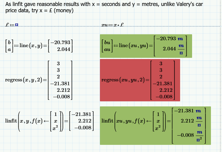 genfit, linfit, regress etc with units in Prime PTC Community