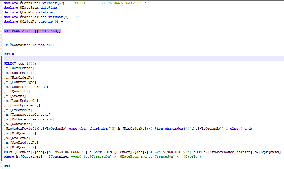SQL Query Assignment of value of an input variabl... PTC Community