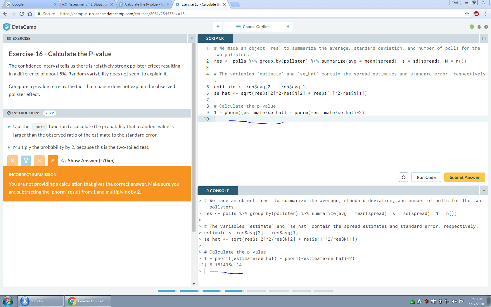 Calculate the Pvalue General RStudio Community