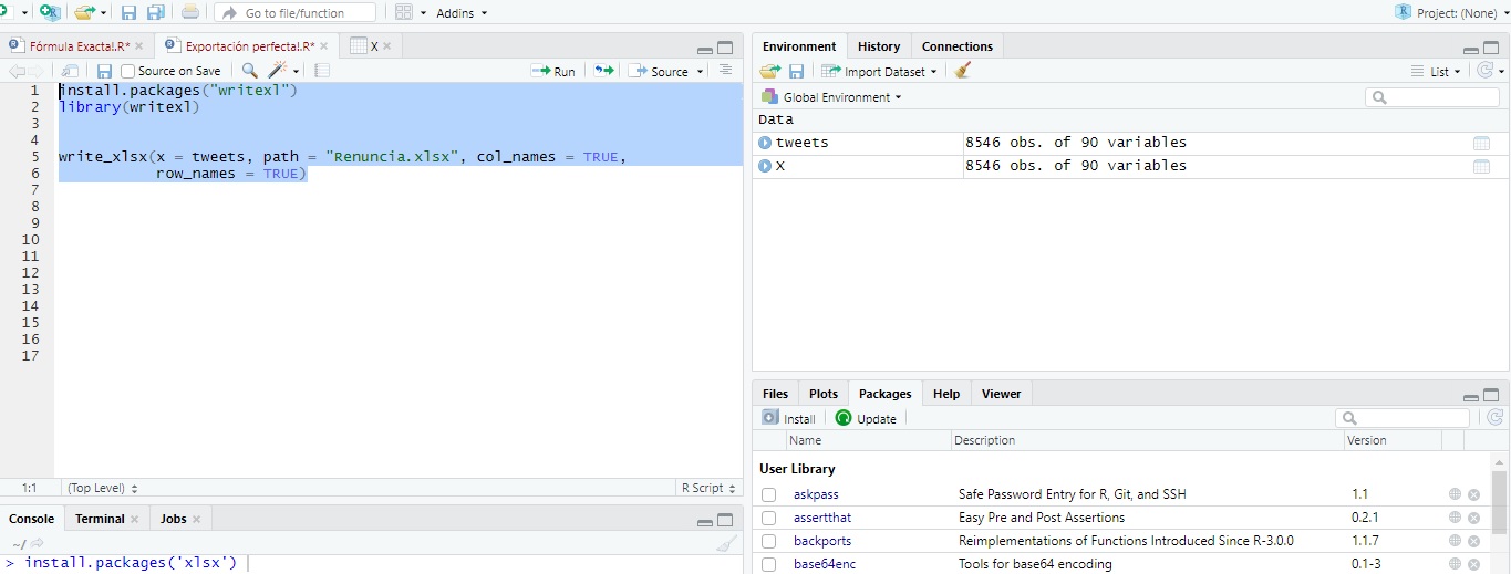 Error when trying to export a data frame to .xlsx file using write.xlsx