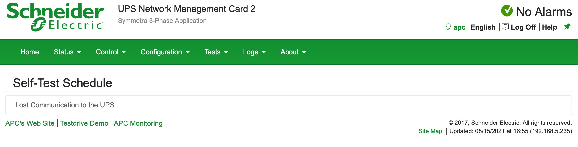 UPS Network Management Card 2 → No UPS Found Schneider Electric Community