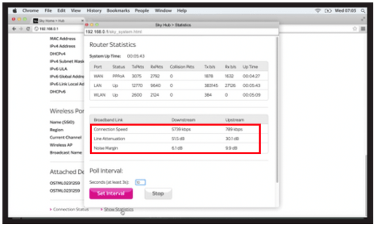 How to read your Sky hub stats