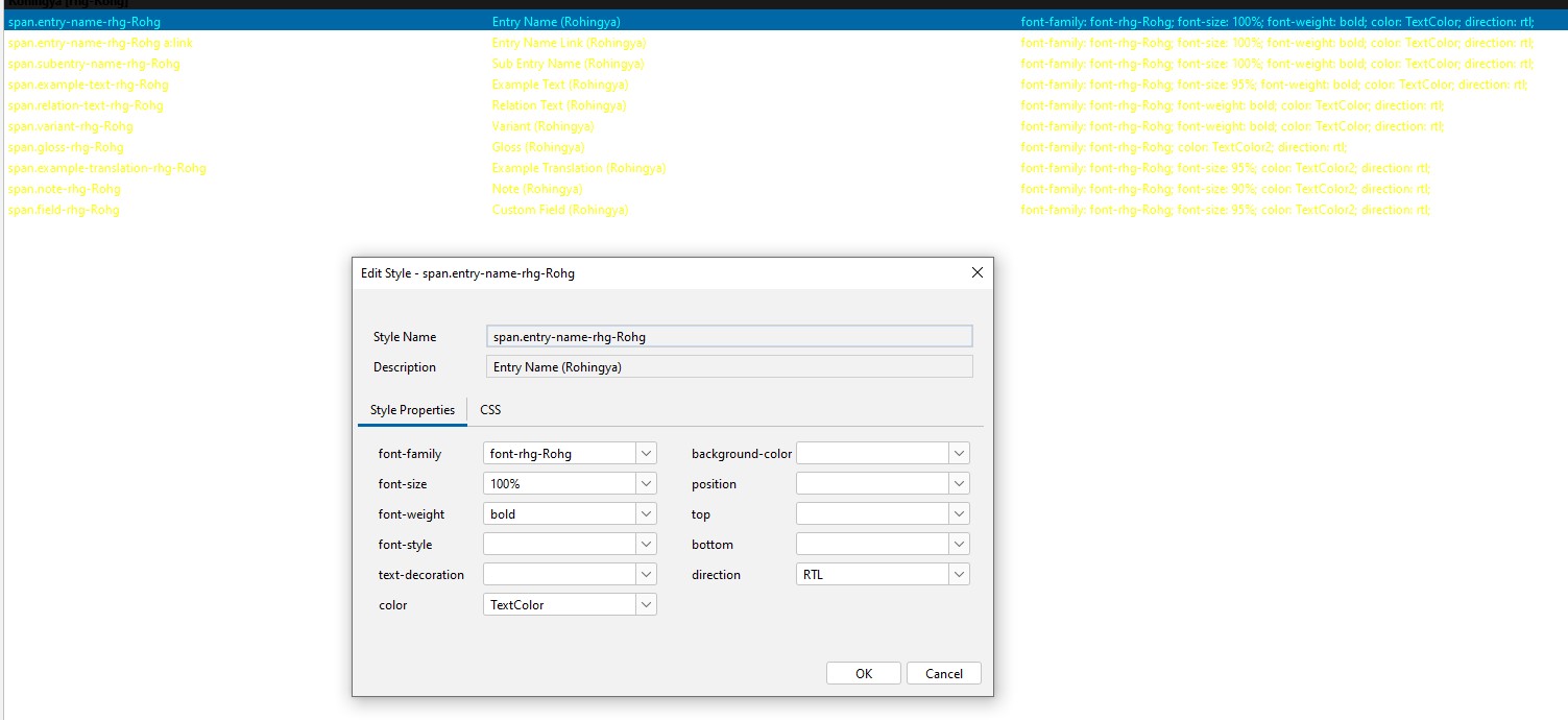 Reverse a font's direction with Graphite Dictionary App Builder SIL