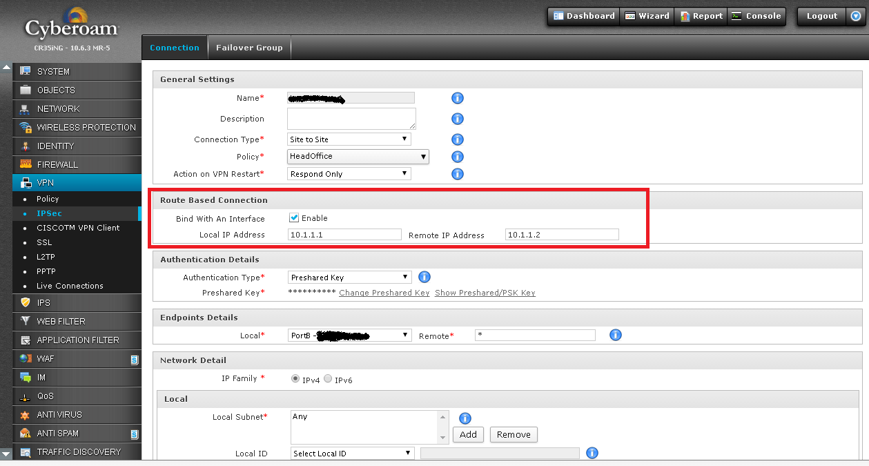 Ipsec VPN Route Based Connection Discussions XG Firewall Sophos