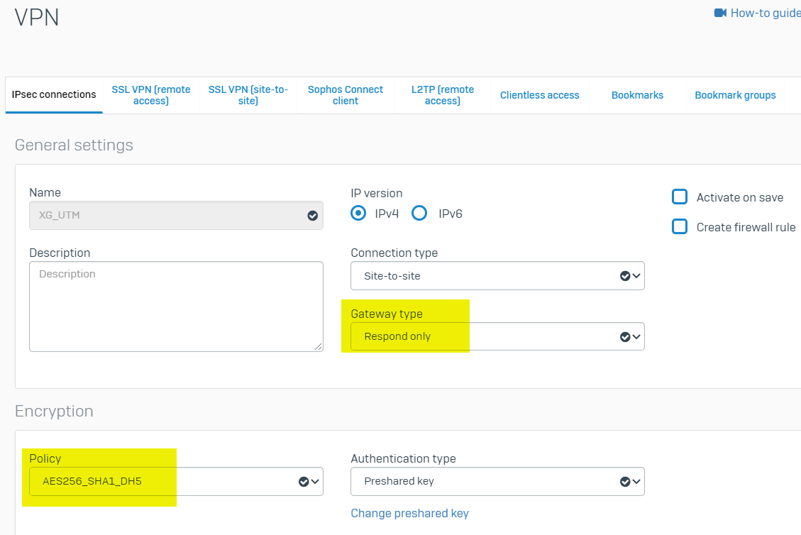 Sophos Firewall Best practice for sitetosite policybased IPsec VPN
