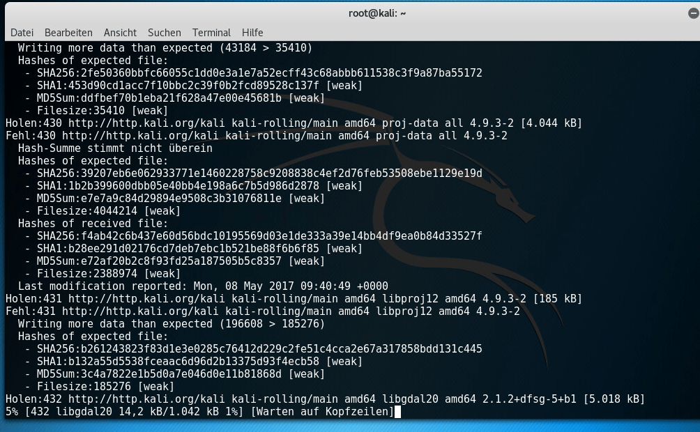 filtereinstellung für aptget einer KaliVM German Forum UTM