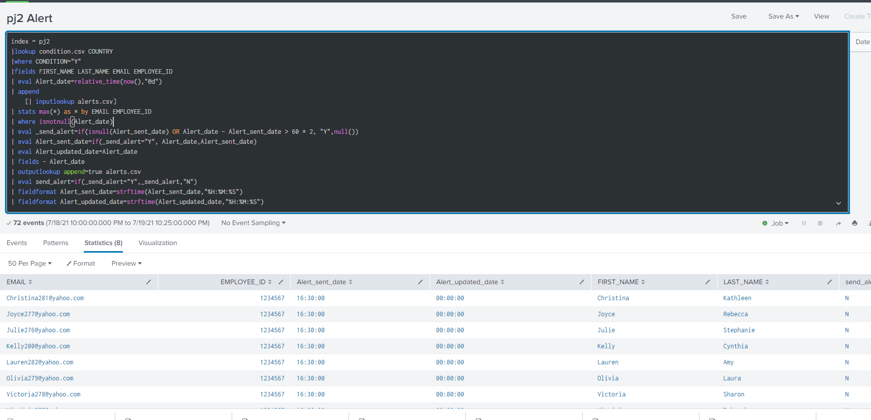 Solved kv store search, send alert and also store the the... Splunk