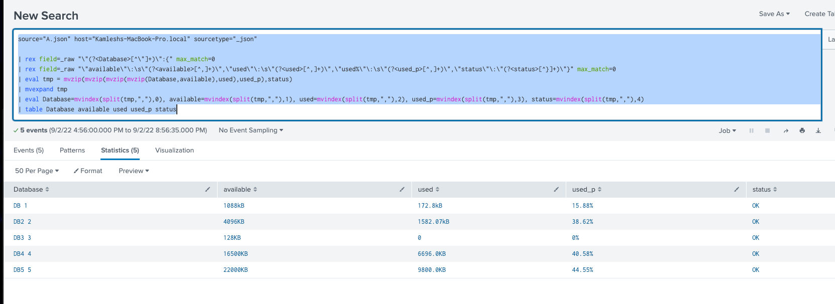 Solved How to format JSON data into a table? Splunk Community