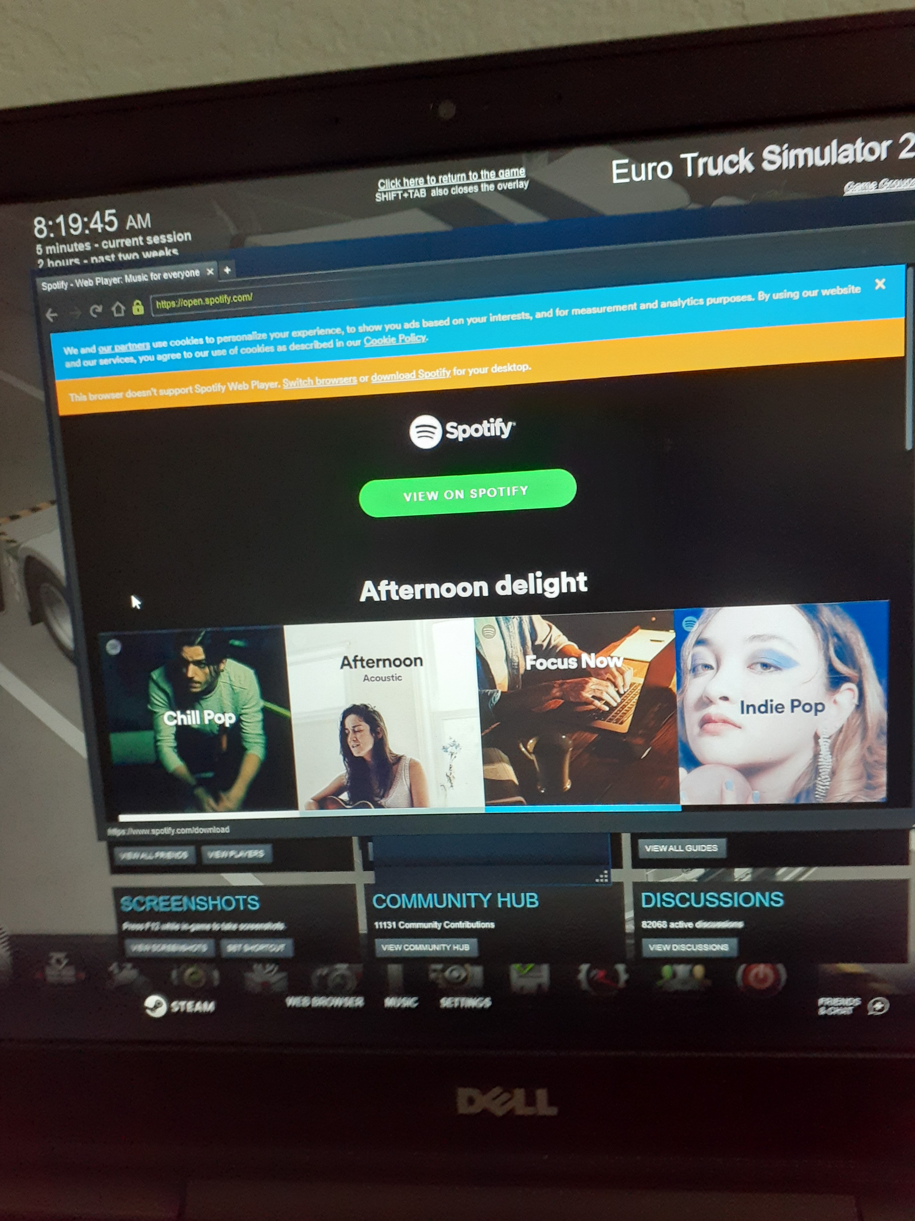 Webplayer doesn't work on steam browser The Spotify