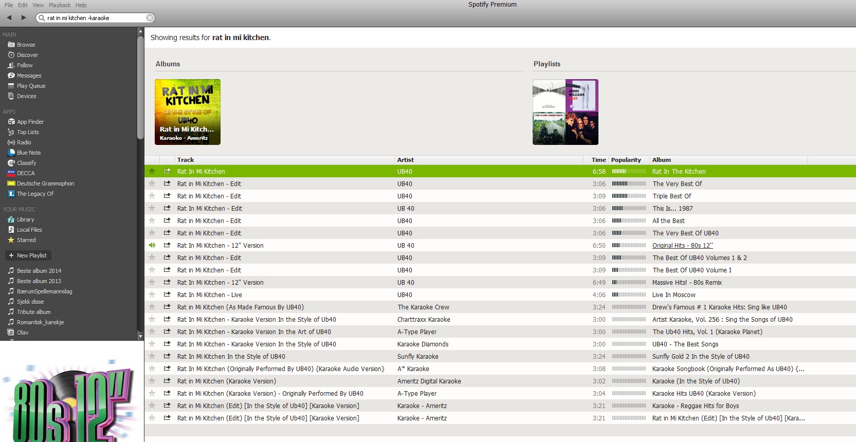[Music] Exclude Karaoke Version of a Song The Spotify