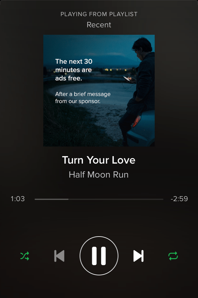 Music won't play after ad. I want to know if it's The Spotify