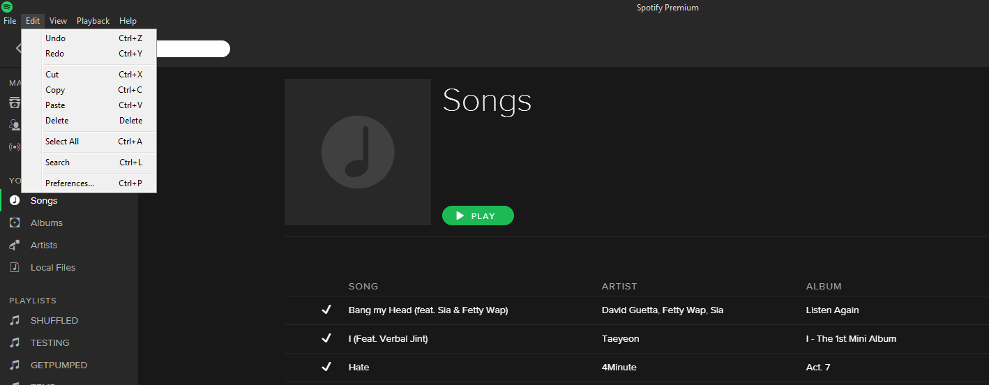 Ctrl+F does not bring up filter bar for any view The Spotify Community