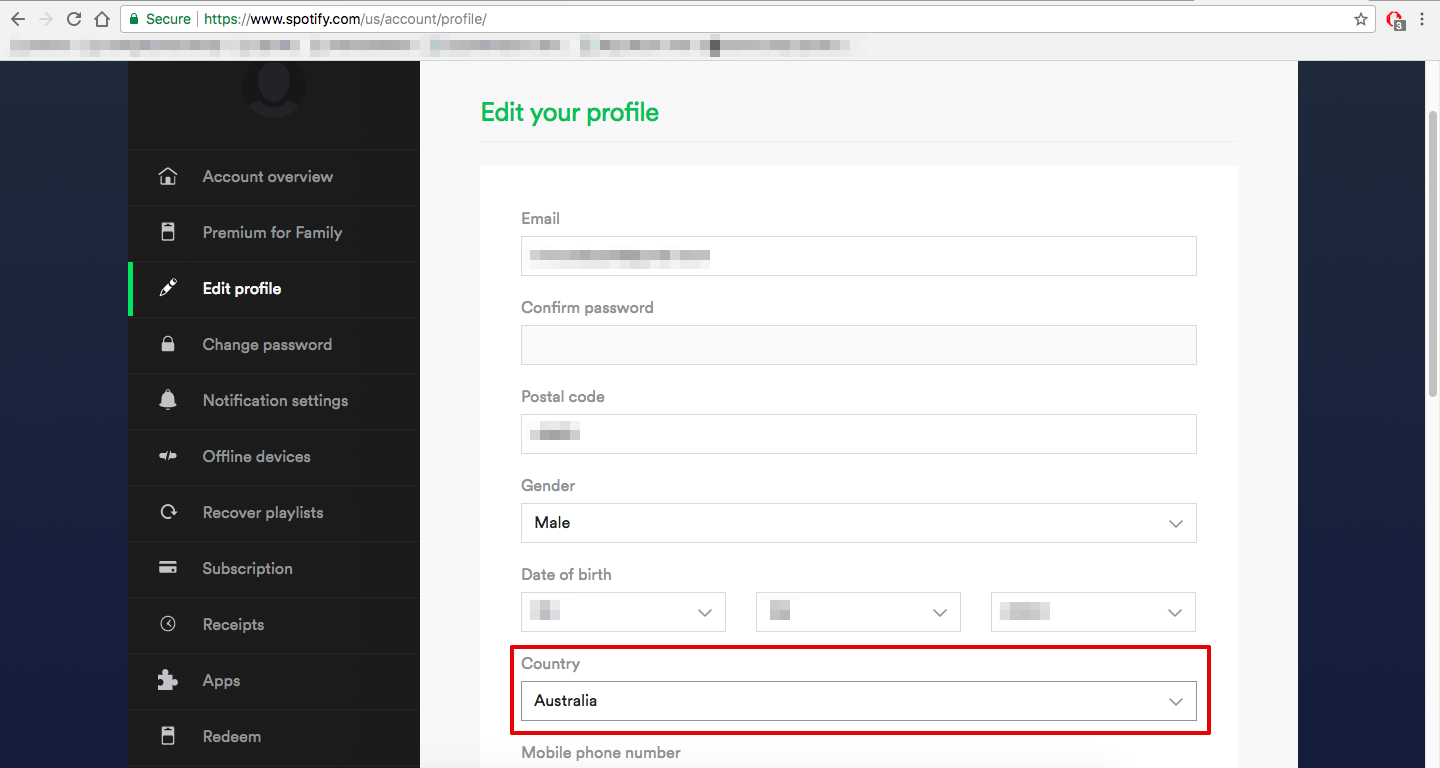 Can't change country in Premium Account The Spotify Community
