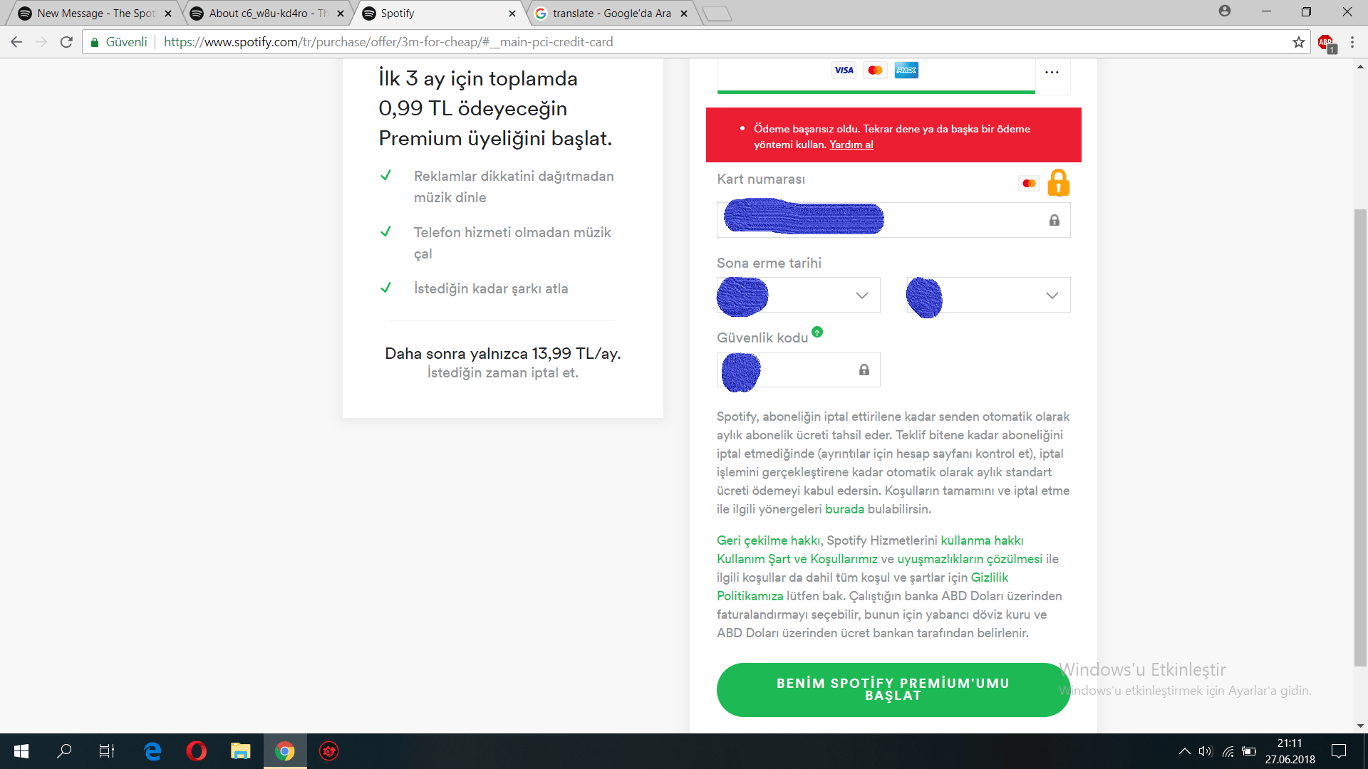 I cant buy premium account The Spotify Community