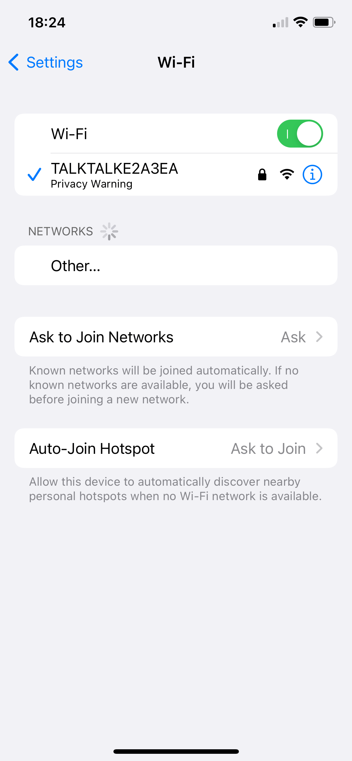 “Privacy Warning” appearing on WiFi connection TalkTalk Help & Support