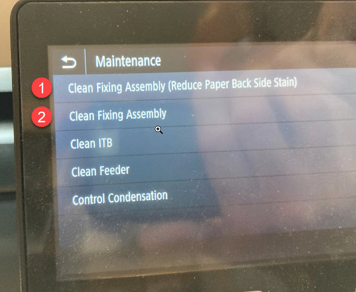 Solved MF743Cdw Why are there two "Clean Fixing Assembl... Canon