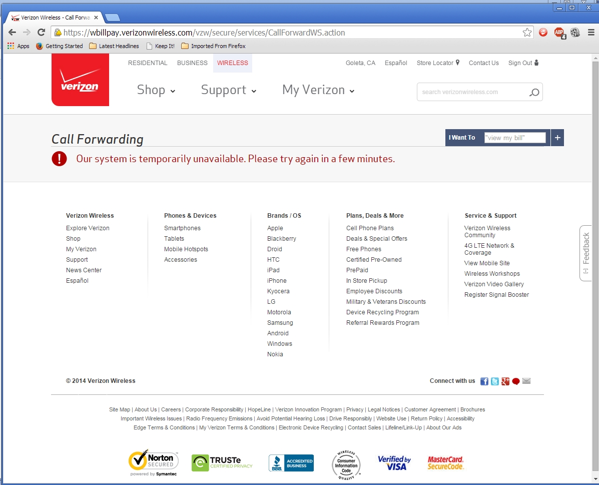 Call forwarding setup from web site not working? - Verizon Community